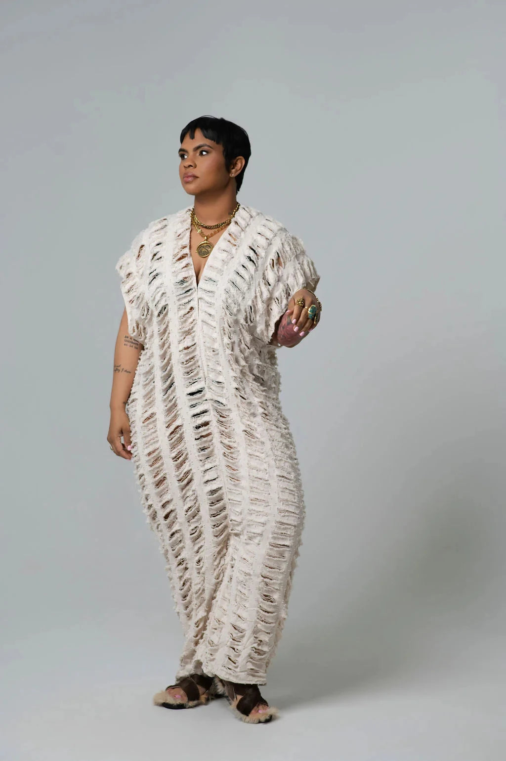 Fashion Blogger Designer  2025 Summer Fashion Summer Hollow Denim Jumpsuit Sexy Lady Deep V-Neck Loose Deep Jumpsuit For Holiday